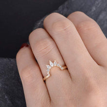 Load image into Gallery viewer, 14Kt Yellow gold designer Pear Cut Chevron V Shaped Curved Natural diamond ring by diamtrendz
