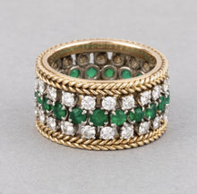 Load image into Gallery viewer, 14Kt Yellow Gold Designer Emerald Gemstone Diamond Ring by Diamtrendz
