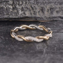Load image into Gallery viewer, 14Kt Yellow gold designer Twist Full Eternity Infinity Natural diamond Band ring by diamtrendz
