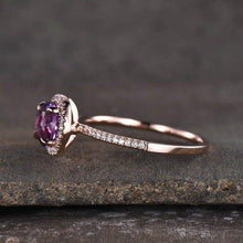 Load image into Gallery viewer, 14Kt Rose gold designer Amethyst diamond ring by diamtrendz
