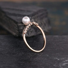 Load image into Gallery viewer, 14Kt Rose gold designer Pearl diamond ring by diamtrendz
