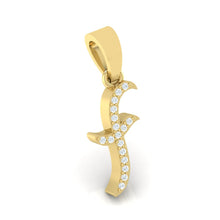 Load image into Gallery viewer, yellow gold alphabet initial letter &#39;f&#39; diamond pendant - 1
