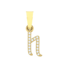 Load image into Gallery viewer, yellow gold alphabet initial letter &#39;h&#39; diamond pendant - 1
