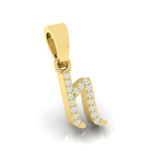 Load image into Gallery viewer, yellow gold alphabet initial letter &#39;h&#39; diamond pendant - 3
