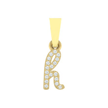 Load image into Gallery viewer, yellow gold alphabet initial letter &#39;h&#39; diamond pendant - 1
