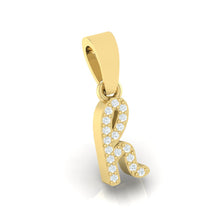 Load image into Gallery viewer, yellow gold alphabet initial letter &#39;h&#39; diamond pendant - 3
