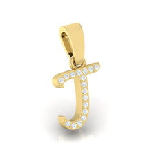 Load image into Gallery viewer, white gold alphabet initial letter &#39;j&#39; diamond pendant - 3
