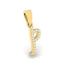 Load image into Gallery viewer, yellow gold alphabet initial letter &#39;p&#39; diamond pendant - 3
