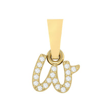 Load image into Gallery viewer, yellow gold alphabet initial letter &#39;w&#39; diamond pendant - 1
