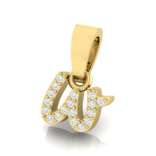 Load image into Gallery viewer, yellow gold alphabet initial letter &#39;w&#39; diamond pendant - 2

