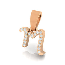 Load image into Gallery viewer, rose gold alphabet initial letter &#39;m&#39; diamond pendant - 2
