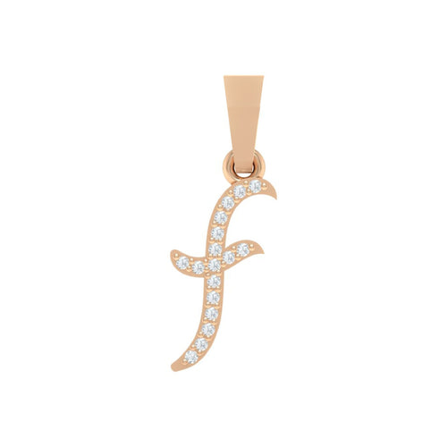 rose gold alphabet initial letter 'f' diamond pendant - 1