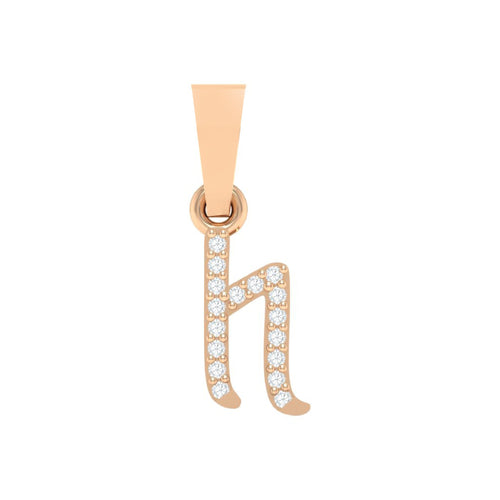 rose gold alphabet initial letter 'h' diamond pendant - 1