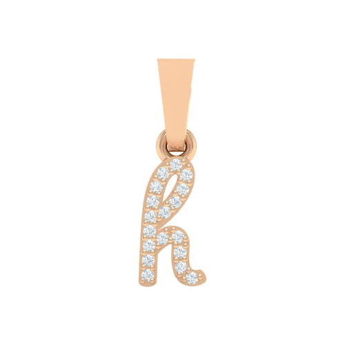 rose gold alphabet initial letter 'h' diamond pendant - 1