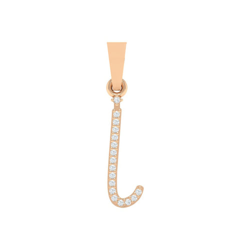 rose gold alphabet initial letter 'i' diamond pendant - 1