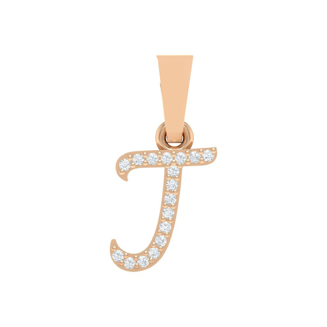 rose gold alphabet initial letter 'j' diamond pendant - 1