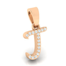 Load image into Gallery viewer, rose gold alphabet initial letter &#39;j&#39; diamond pendant - 3
