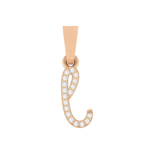 rose gold alphabet initial letter 'l' diamond pendant - 1