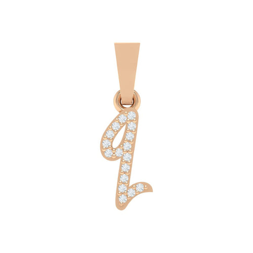 rose gold alphabet initial letter 'q' diamond pendant - 1