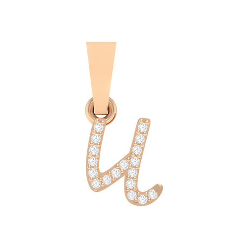 rose gold alphabet initial letter 'u' diamond pendant - 1
