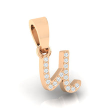 Load image into Gallery viewer, rose gold alphabet initial letter &#39;u&#39; diamond pendant - 3
