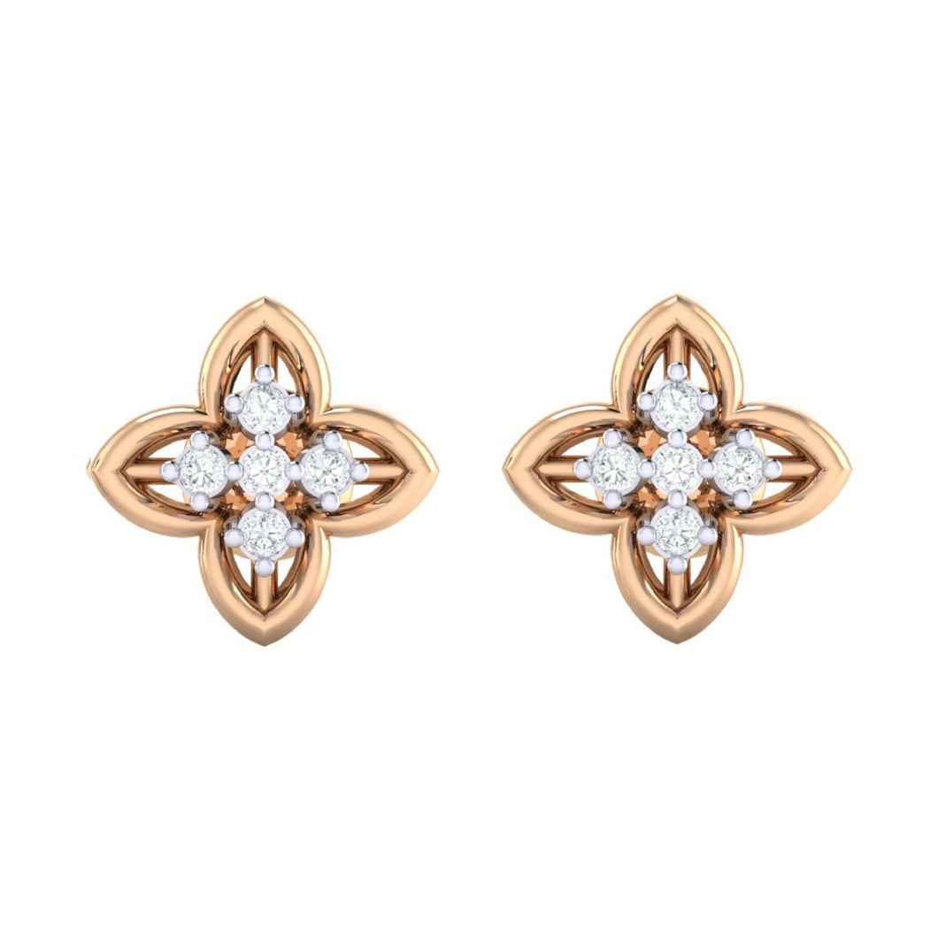 18Kt rose gold real diamond earring by diamtrendz