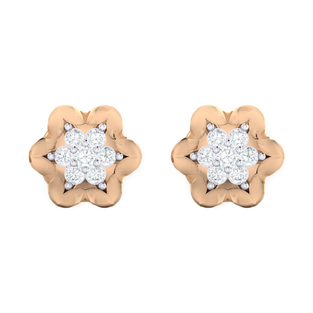 18Kt rose gold real diamond earring by diamtrendz