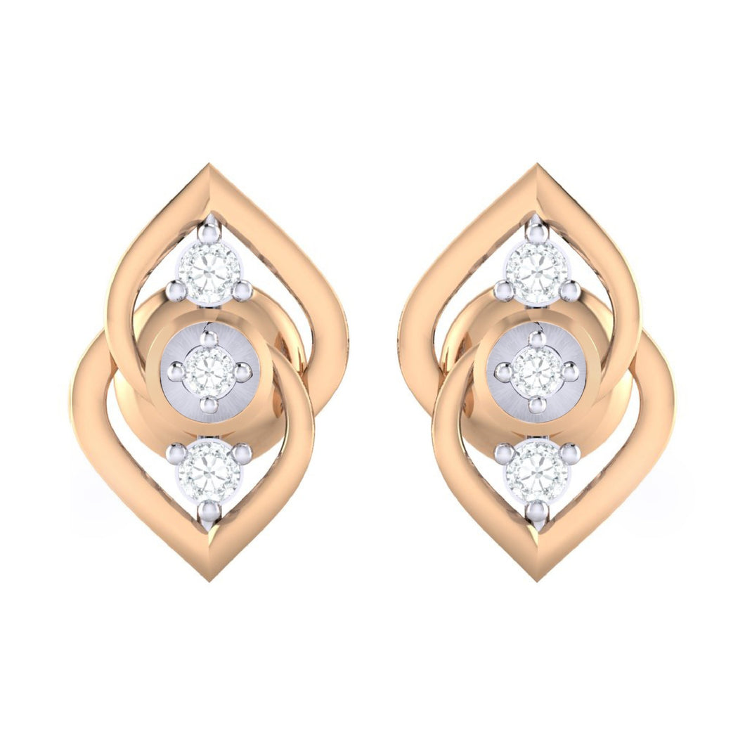 18Kt rose gold real diamond earring by diamtrendz