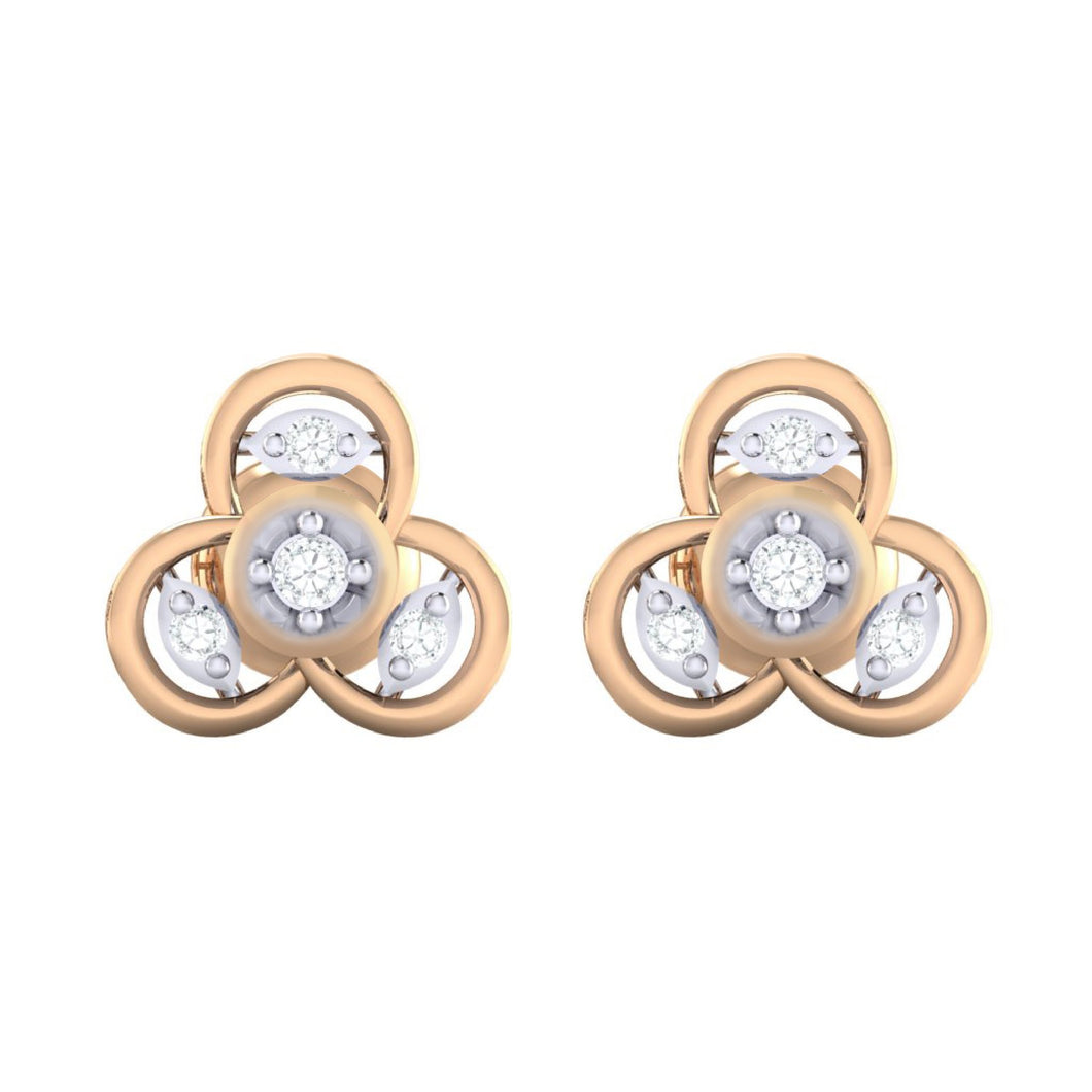 18Kt rose gold real diamond earring by diamtrendz