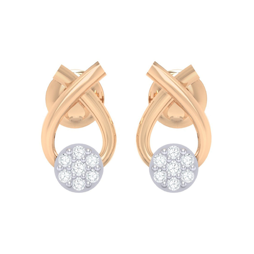 18Kt rose gold real diamond earring by diamtrendz