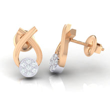 Load image into Gallery viewer, 18Kt rose gold real diamond earring by diamtrendz
