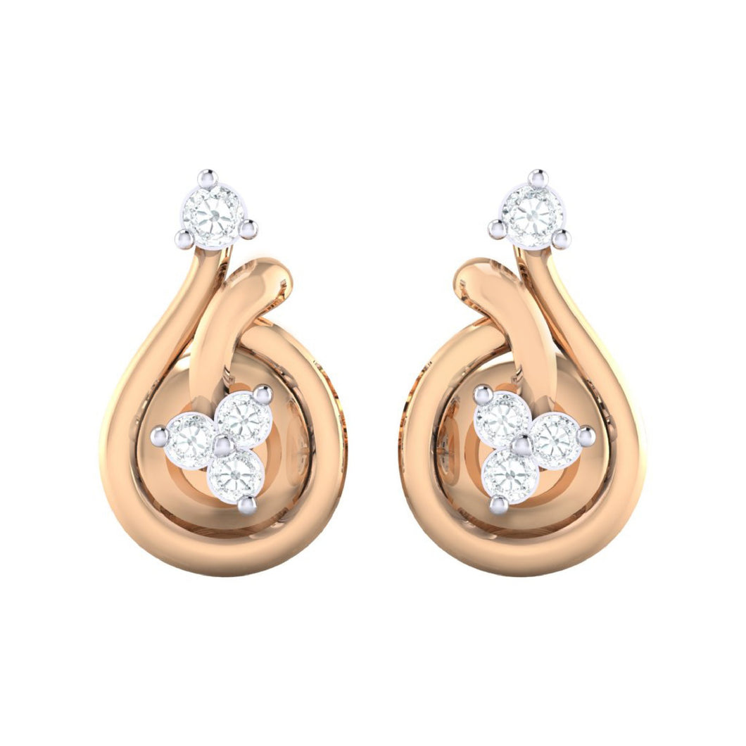 18Kt rose gold real diamond earring by diamtrendz