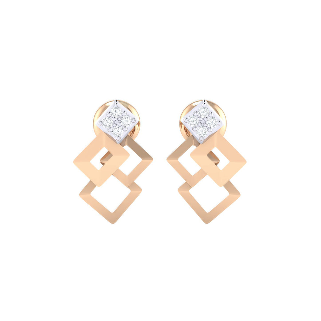 18Kt rose gold real diamond earring 35(2) by diamtrendz