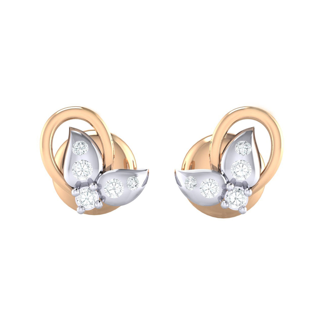 18Kt rose gold real diamond earring 40(2) by diamtrendz