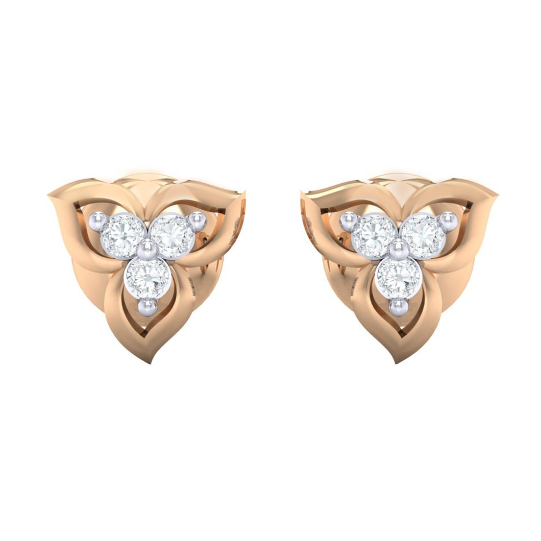 18Kt rose gold real diamond earring 44(2) by diamtrendz