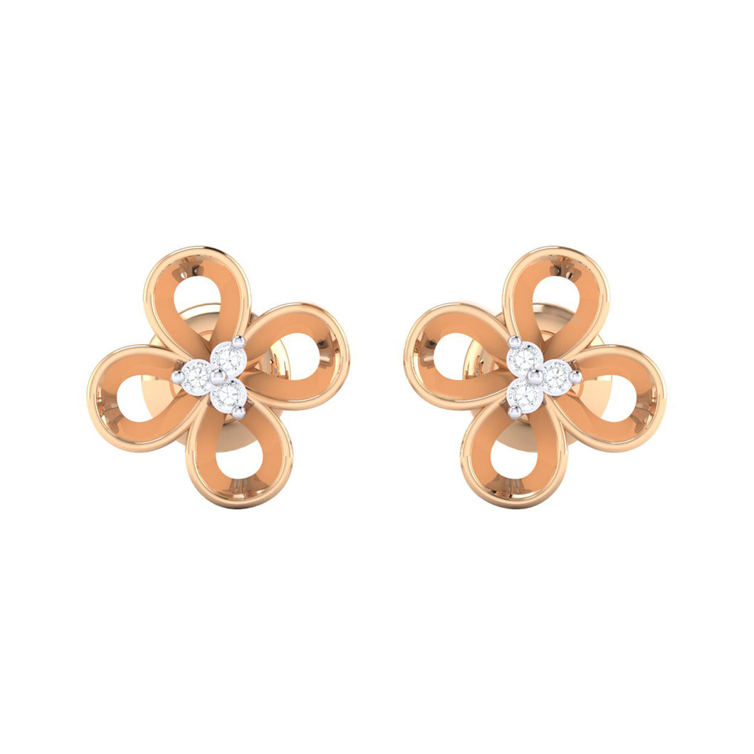 18Kt rose gold real diamond earring 49(2) by diamtrendz