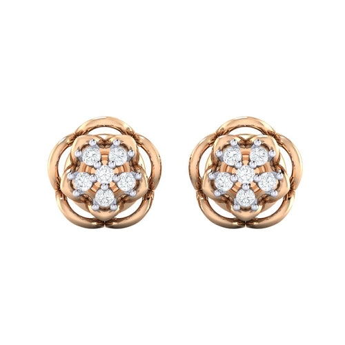 18Kt rose gold real diamond stud earring 53(2) by diamtrendz