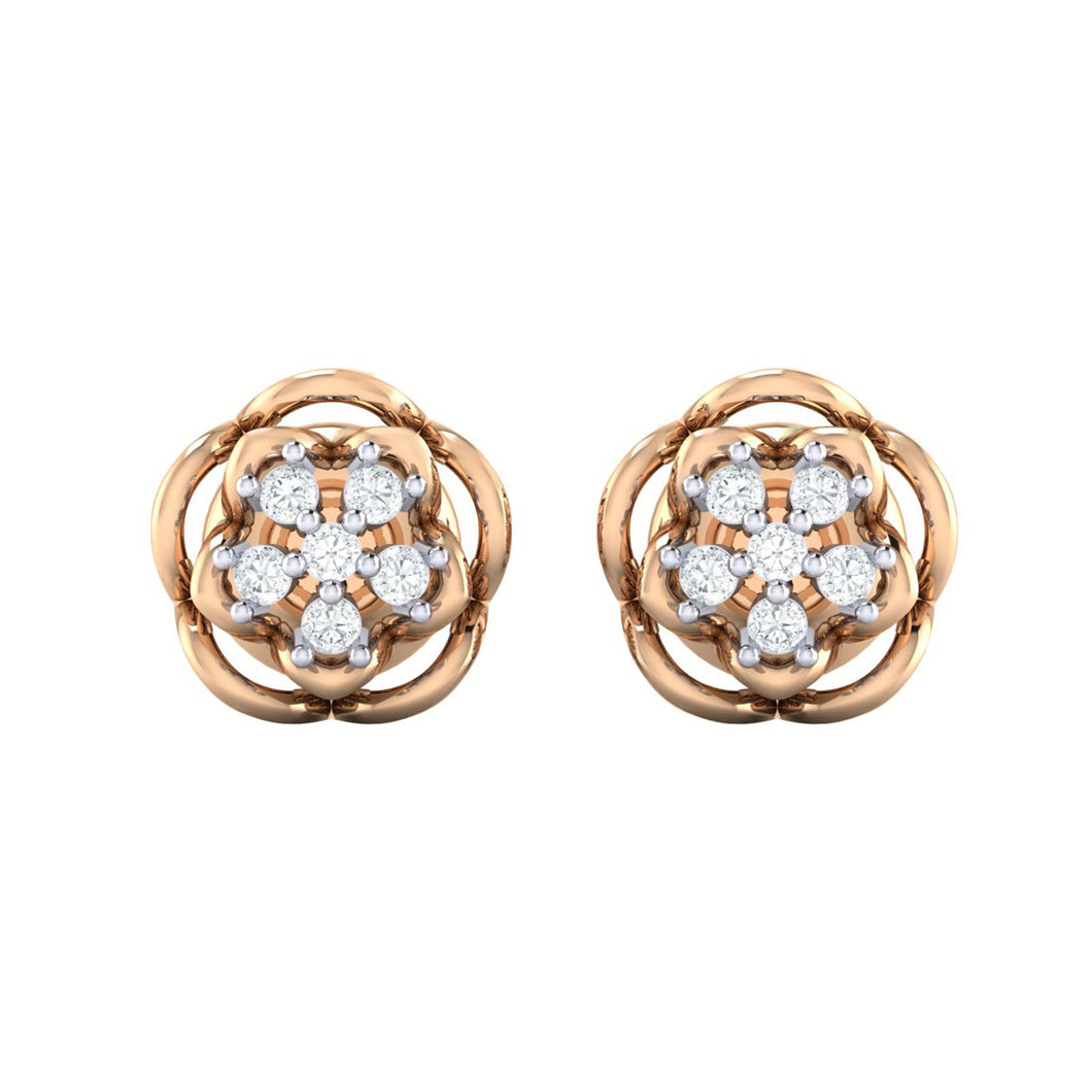 18Kt rose gold real diamond stud earring 53(2) by diamtrendz