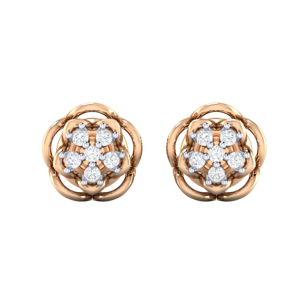 18Kt rose gold real diamond stud earring 53(2) by diamtrendz