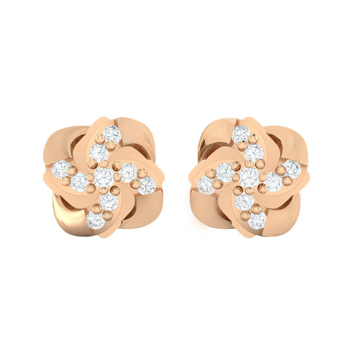 18Kt rose gold real diamond stud earring 54(2) by diamtrendz