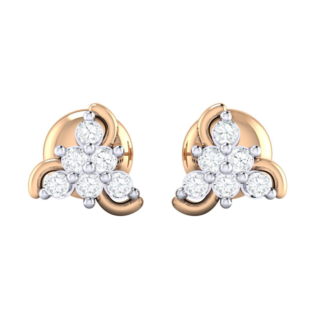 18Kt rose gold real diamond stud earring 55(2) by diamtrendz