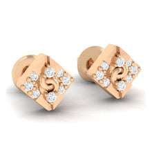 Load image into Gallery viewer, 18Kt rose gold real diamond earring by diamtrendz
