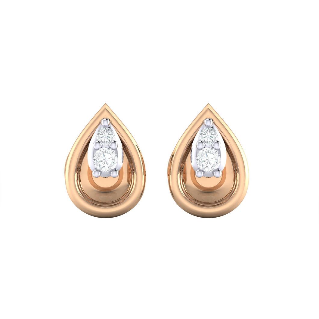 18Kt rose gold pear diamond earring by diamtrendz
