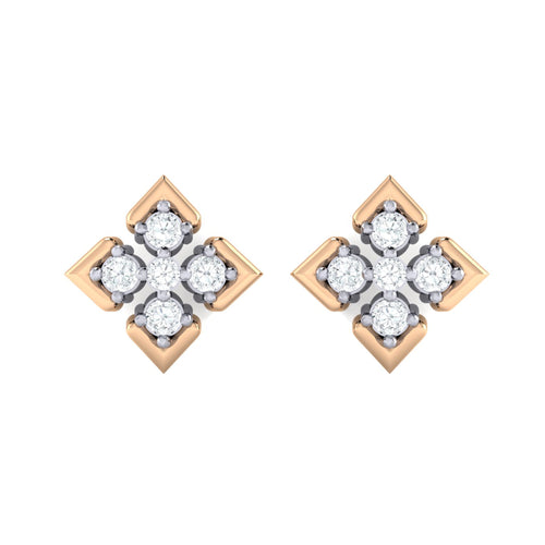 18Kt rose gold real diamond earring by diamtrendz