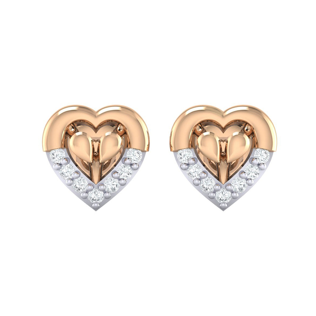 18Kt rose gold heart diamond earring by diamtrendz
