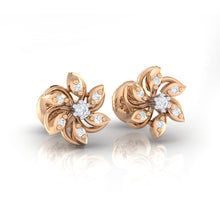 Load image into Gallery viewer, 18Kt rose gold floral diamond earring by diamtrendz
