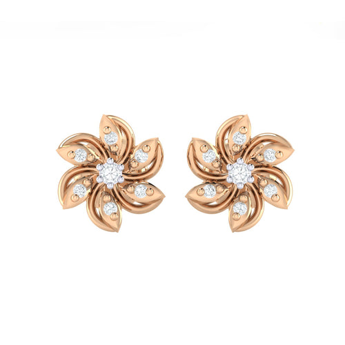 18Kt rose gold floral diamond earring by diamtrendz