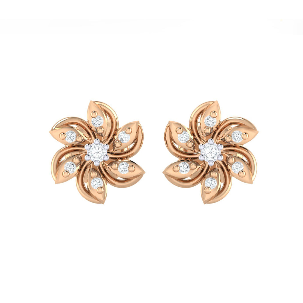 18Kt rose gold floral diamond earring by diamtrendz