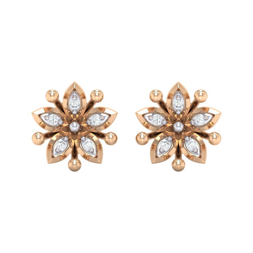 18Kt rose gold floral diamond earring by diamtrendz