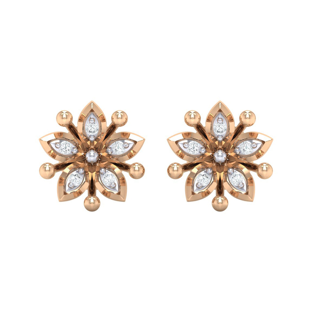 18Kt rose gold floral diamond earring by diamtrendz